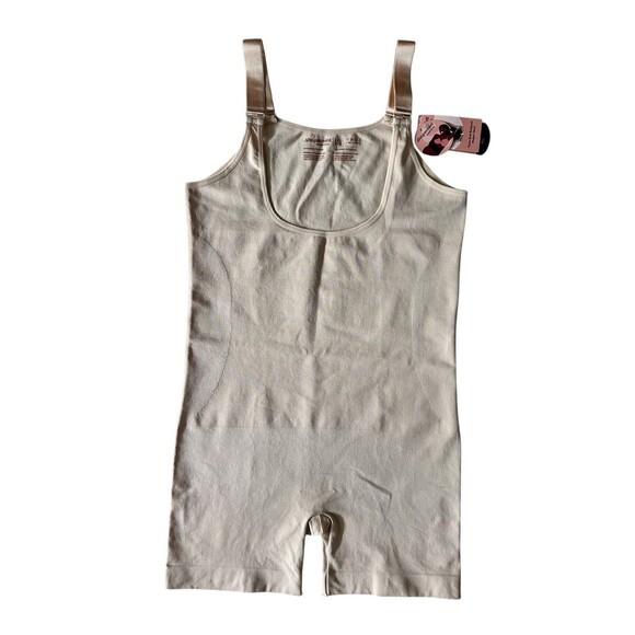 Shapermint Open Bust Bodysuit Shaper Short 2XL  Plus Nude Beige Shapewear 73005 - Picture 2 of 5